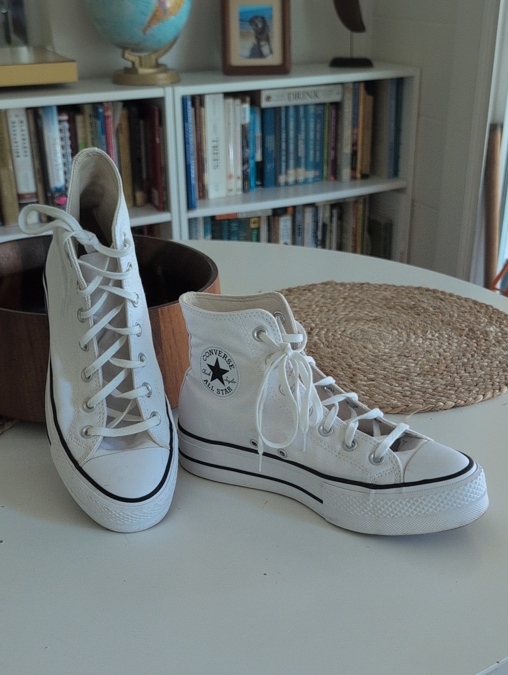Chuck Taylor All Star White Lift Platform Canvas High Top Size 8